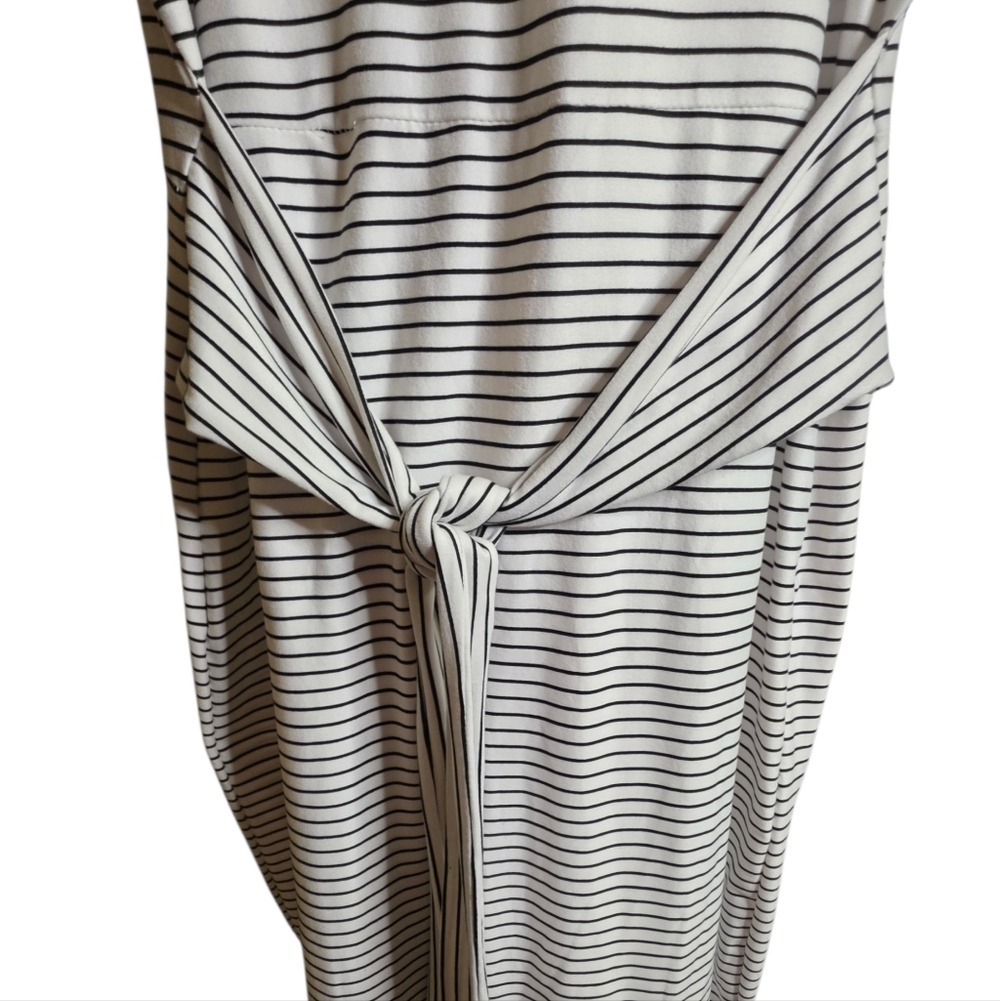 Fashion Nova Black and White Striped Midi Dress 2X - Picture 4 of 5